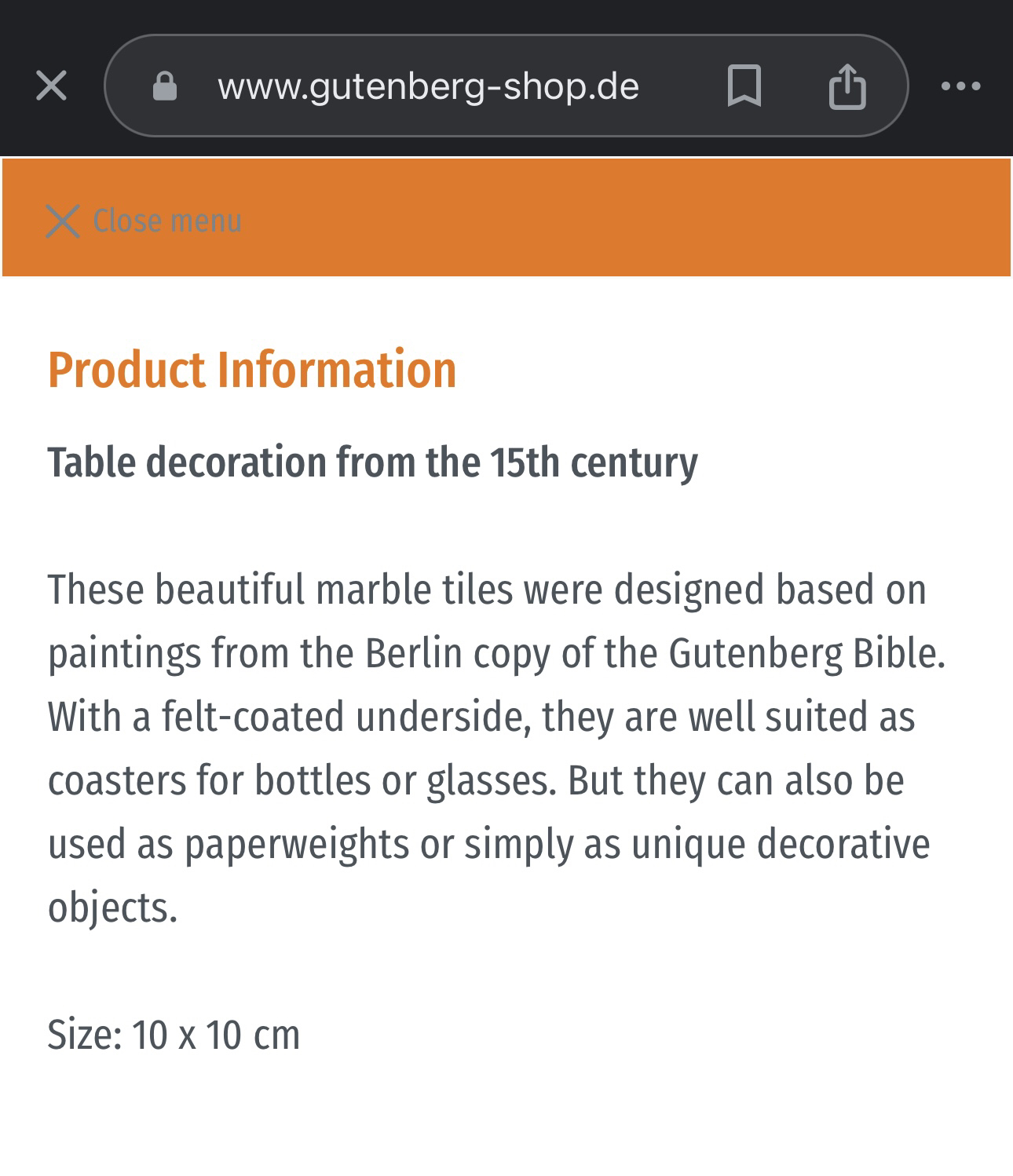 Set of 4 Gorgeous Gutenberg Museum Marble Tiles Coasters image indicator(8)