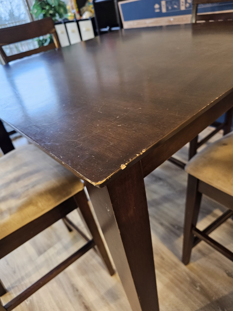 Wooden dining table set for 4 with chairs, brown - photo 4