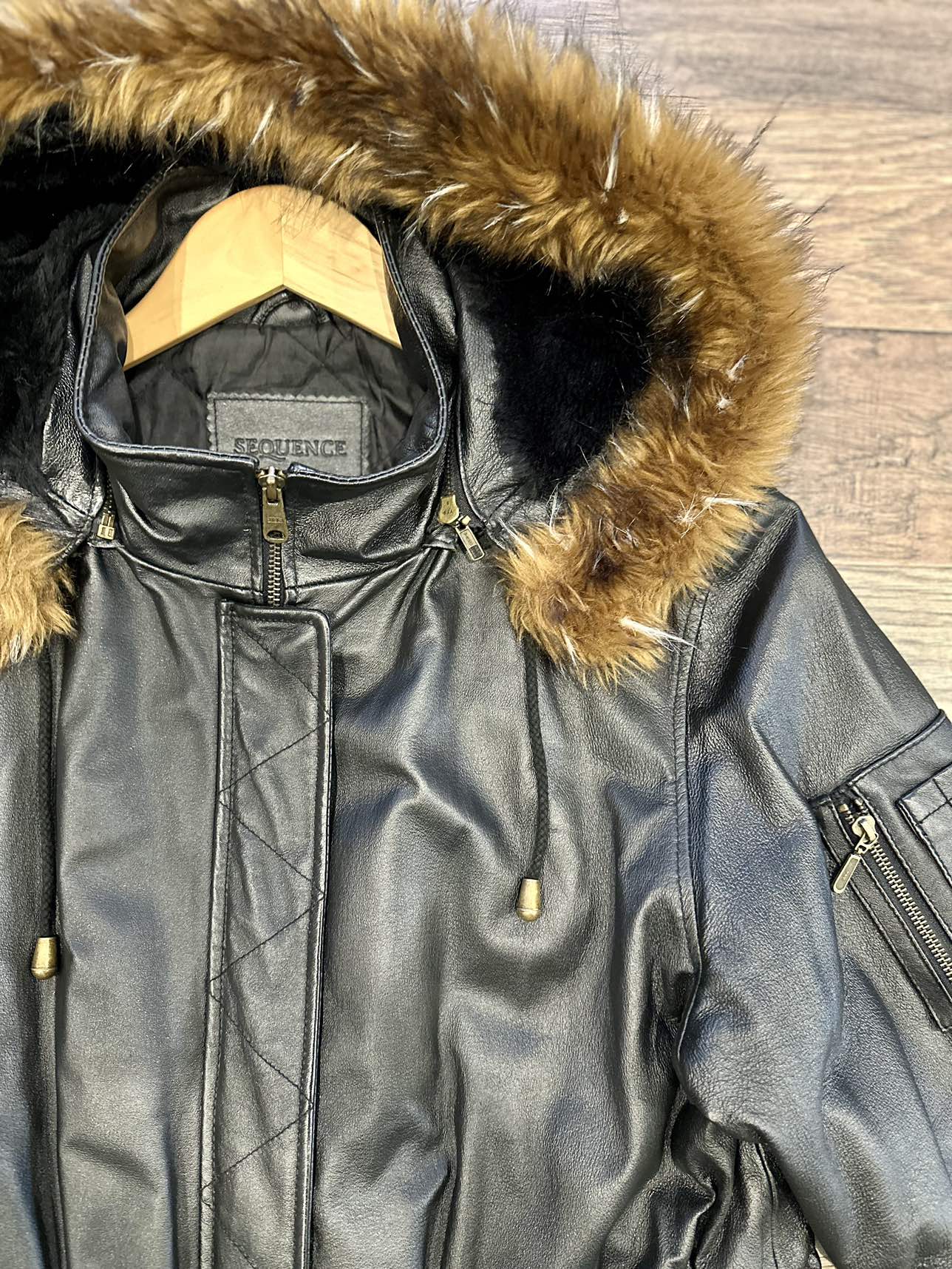 Black Genuine Leather Coat - photo 2