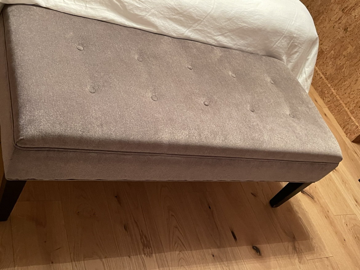 Grey  Bench. 53”L 24”D 18”H. $160