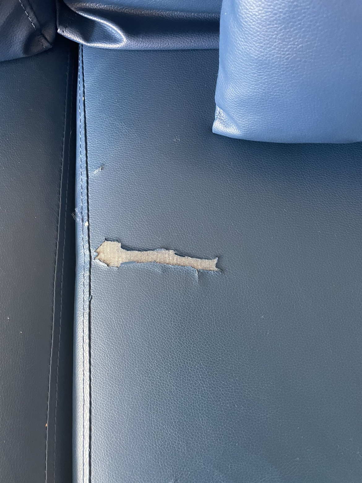 Blue pleather couch - photo 3