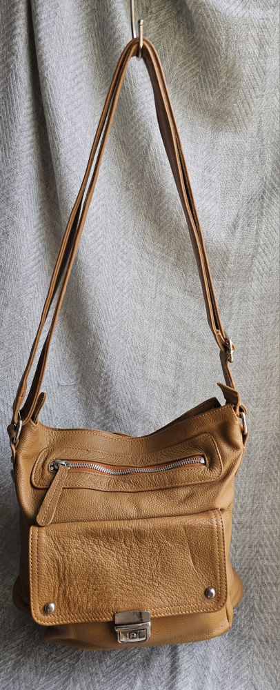 "Karen" Tan Crossbody Leather Purse by Jeanne Lottie image indicator(2)