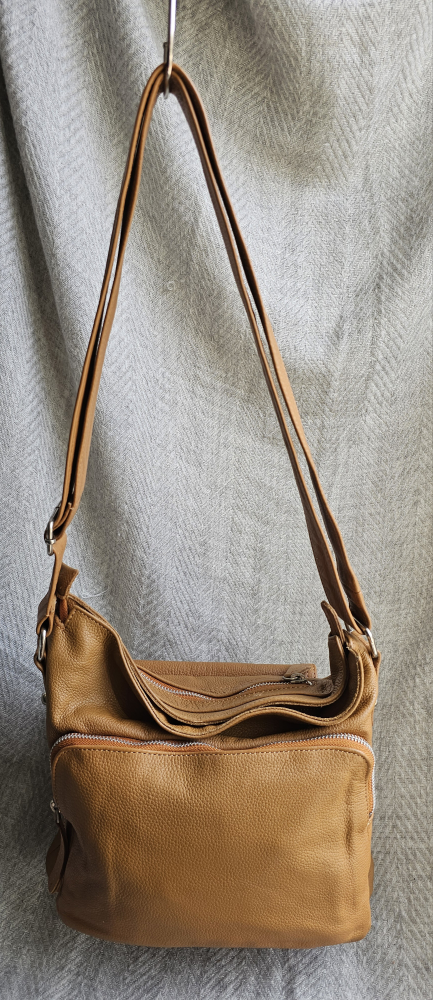 "Karen" Tan Crossbody Leather Purse by Jeanne Lottie image indicator(3)