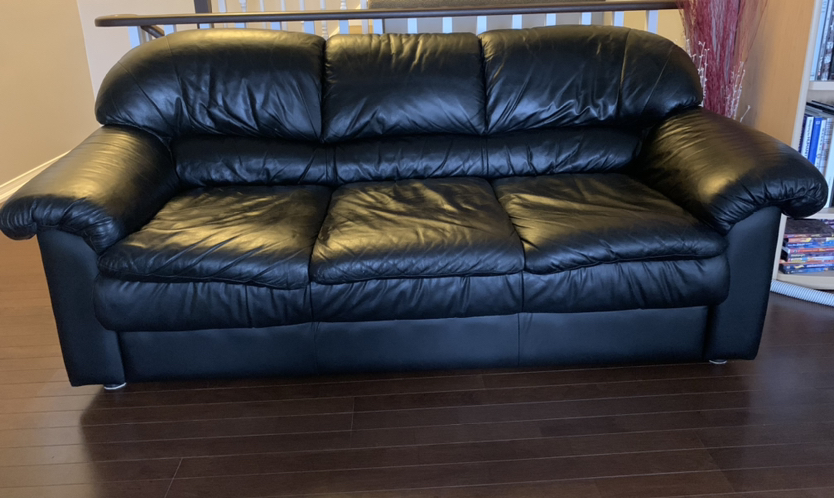 Real leather couch/sofa 79in long, width 37.5 in, Height 36 in thumbnail