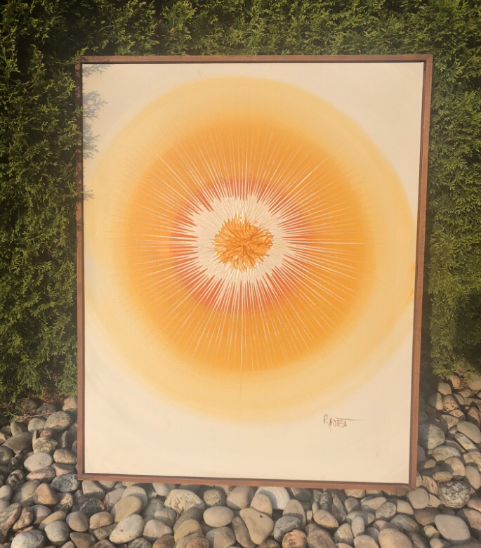 Vintage MCM Sunburst Acrylic Painting image indicator(4)