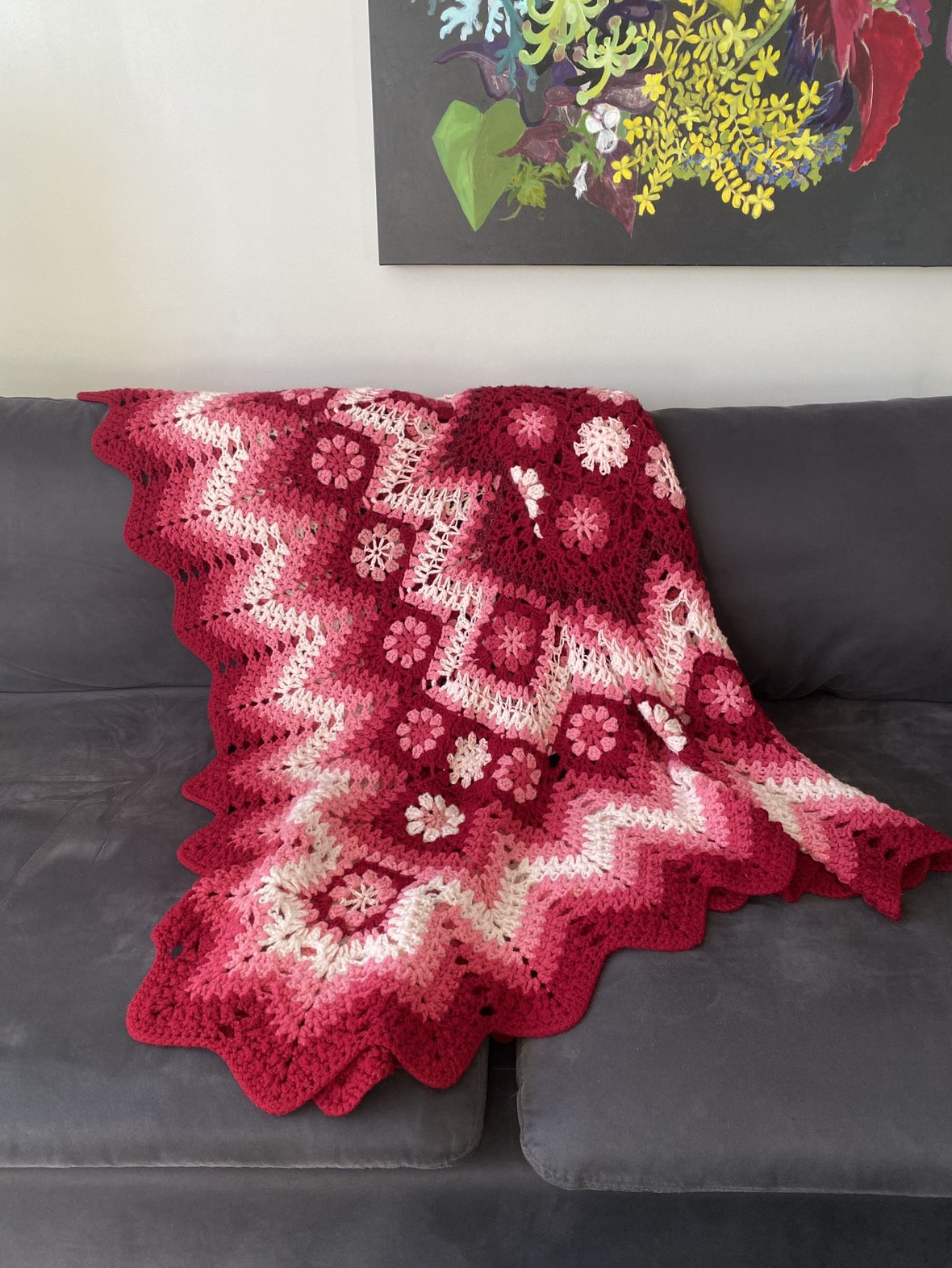 Vintage floral afghan - photo 3