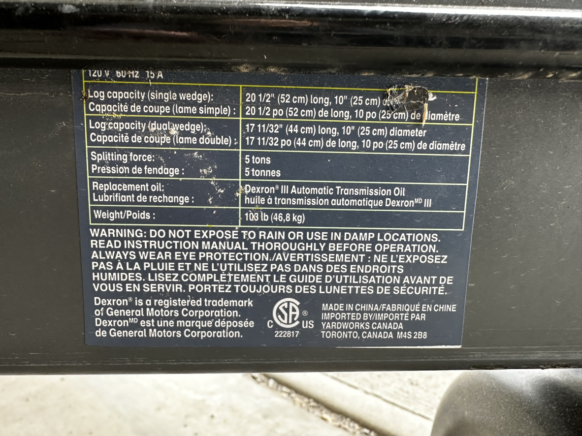 Yard works log splitter - photo 4