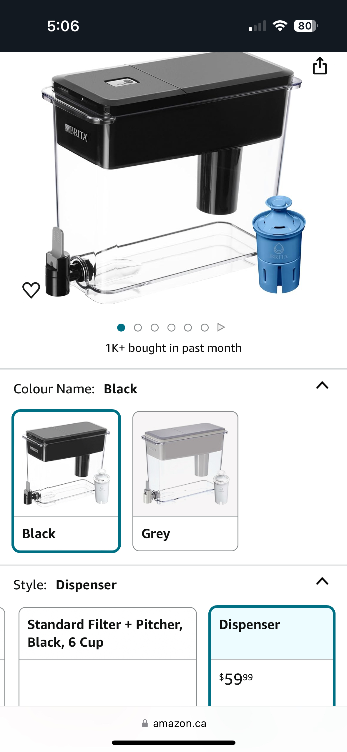 Brita dispenser black