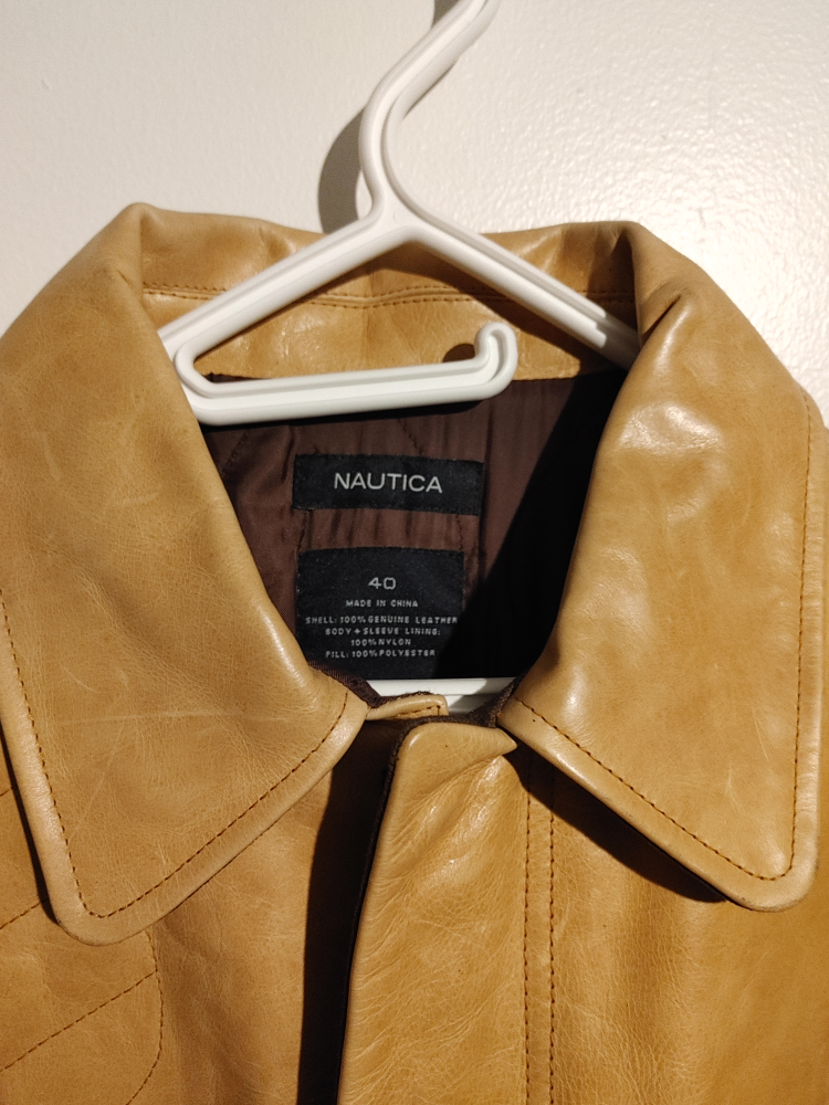 🥕NAUTICA GENUINE LEATHER JACKET MENS SIZE 40 RARE BRAND NEW🥕 image indicator(2)