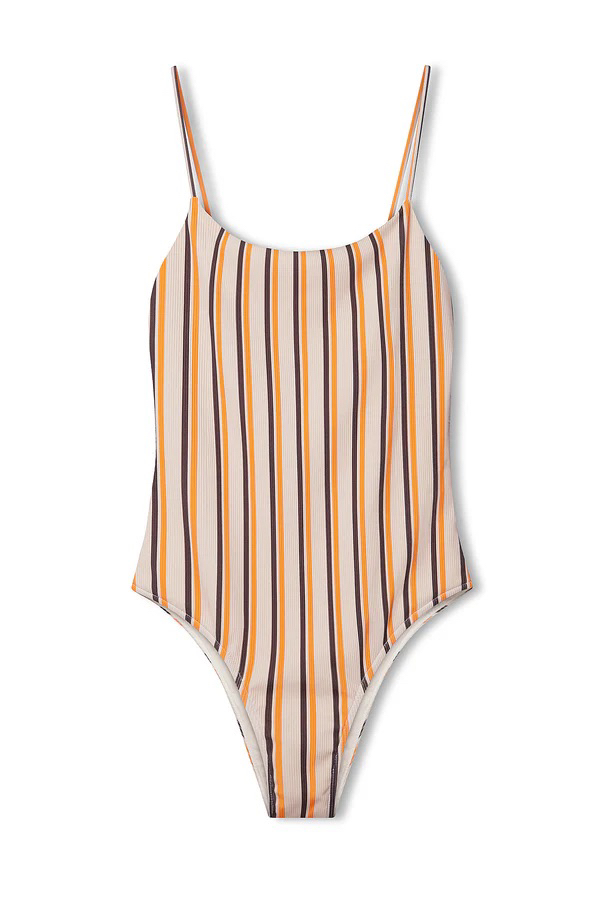 Zulu & Zephyr The Licorice Stripe Ribbed One Piece Swimsuit US 4 - photo 5