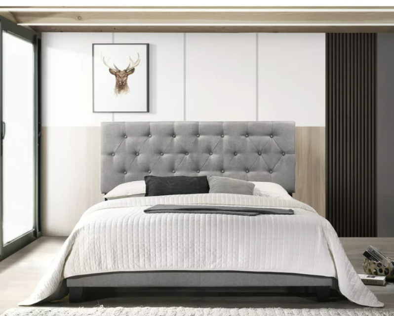 Omi Upholstered Queen Panel Bed, Gray  🧡