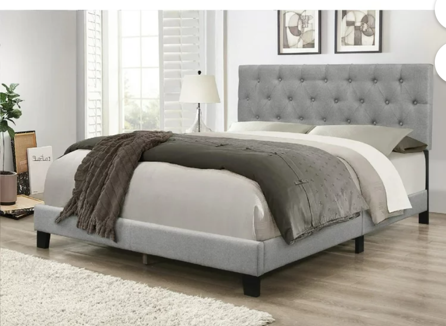 Omi Upholstered Queen Panel Bed, Gray  🧡 - photo 2