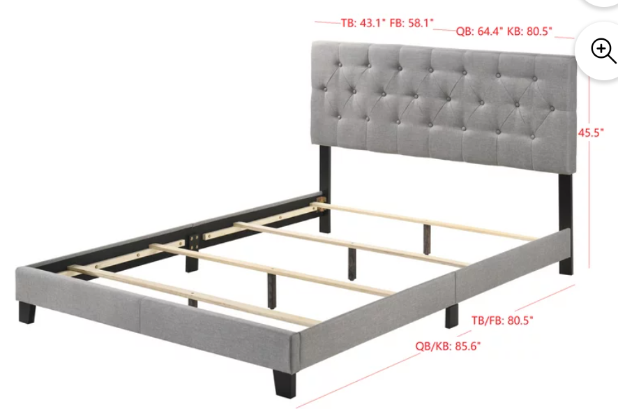 Omi Upholstered Queen Panel Bed, Gray  🧡 - photo 3
