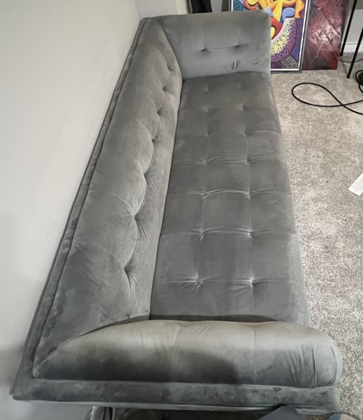 gray velvet couch - photo 2
