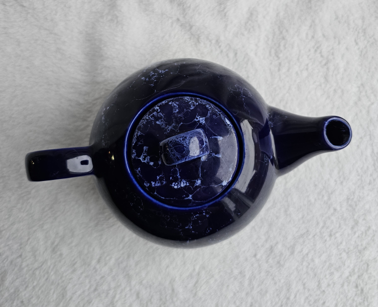 Vintage Japanese Blue Bubble Glaze Ceramic Teapot image indicator(3)