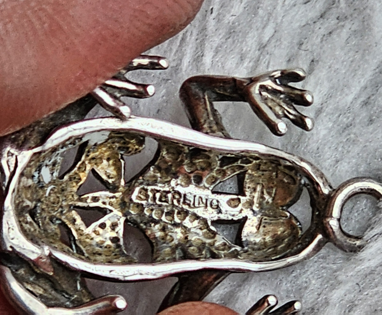 Vintage Sterling Silver Frog Pendant for necklace image indicator(2)
