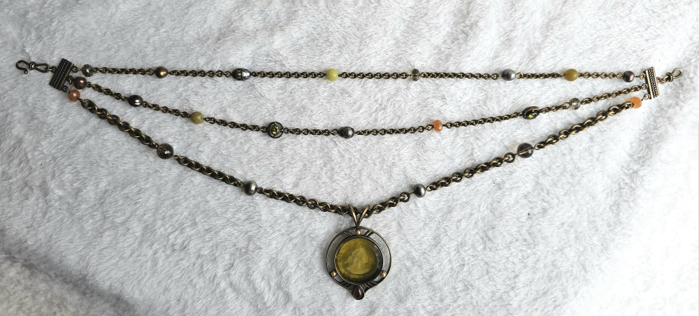 Vintage Extasia Intaglio Pendant w 3 tier necklace image indicator(5)