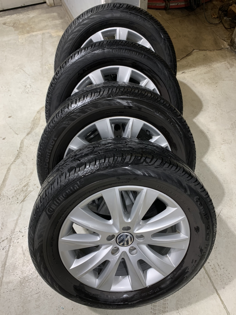VW OEM Alloy Rims with Four Continental tires
