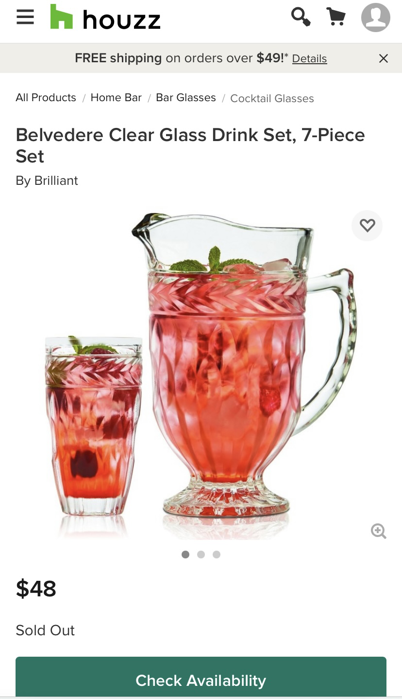 Belvedere Clear Glass Drink Set, 7 Piece Set thumbnail