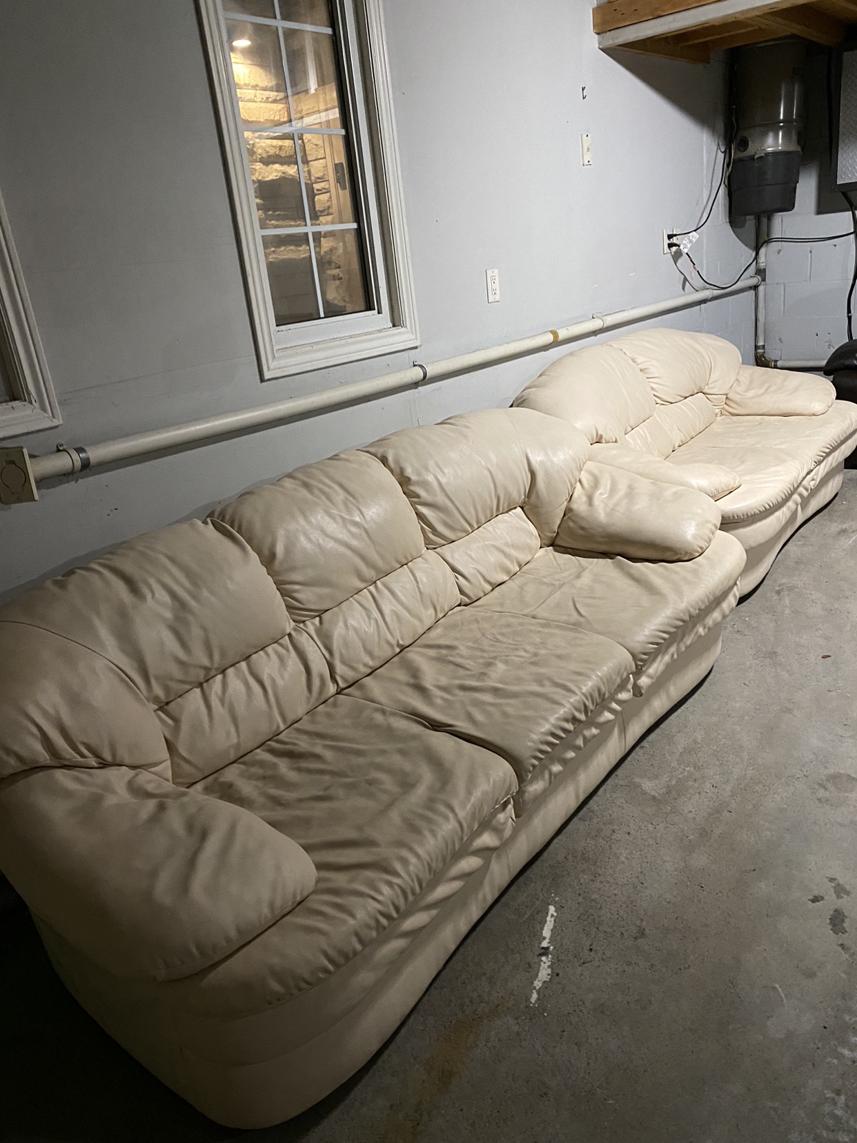 Oyster Leather Couch Set - photo 4
