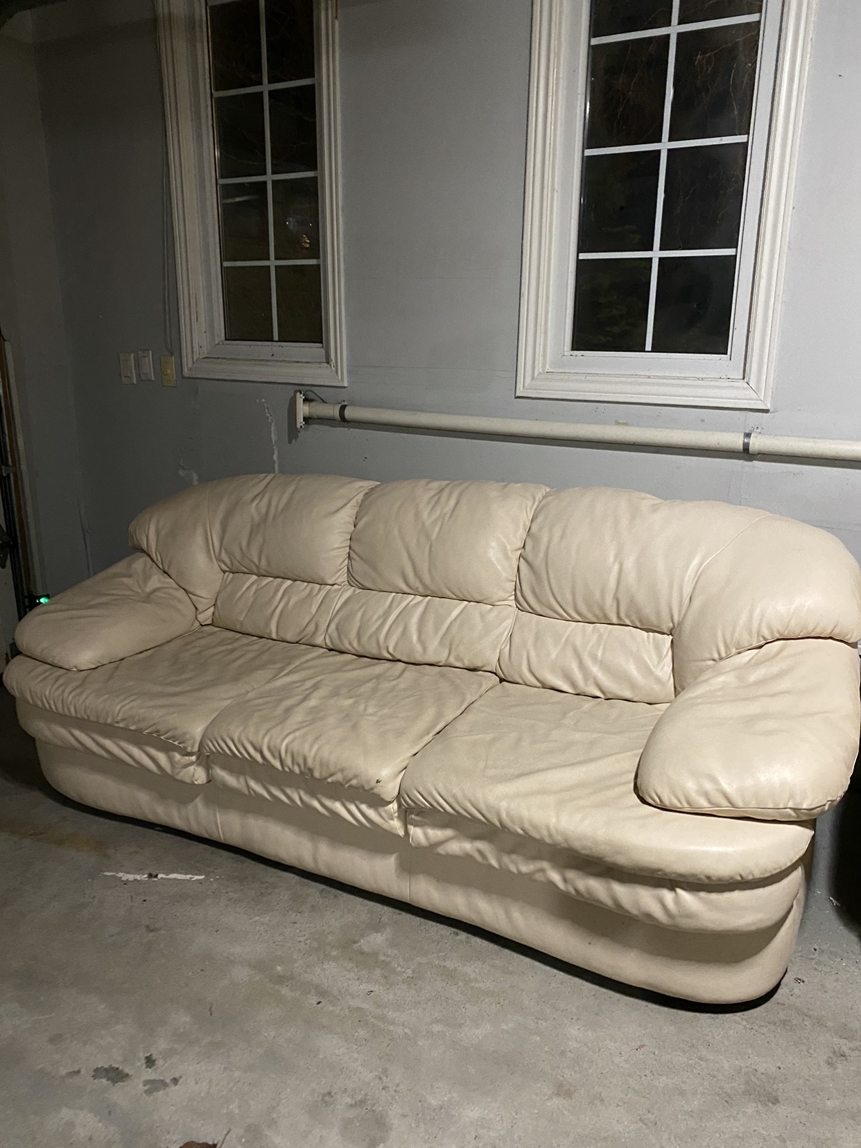 Oyster Leather Couch Set - photo 3