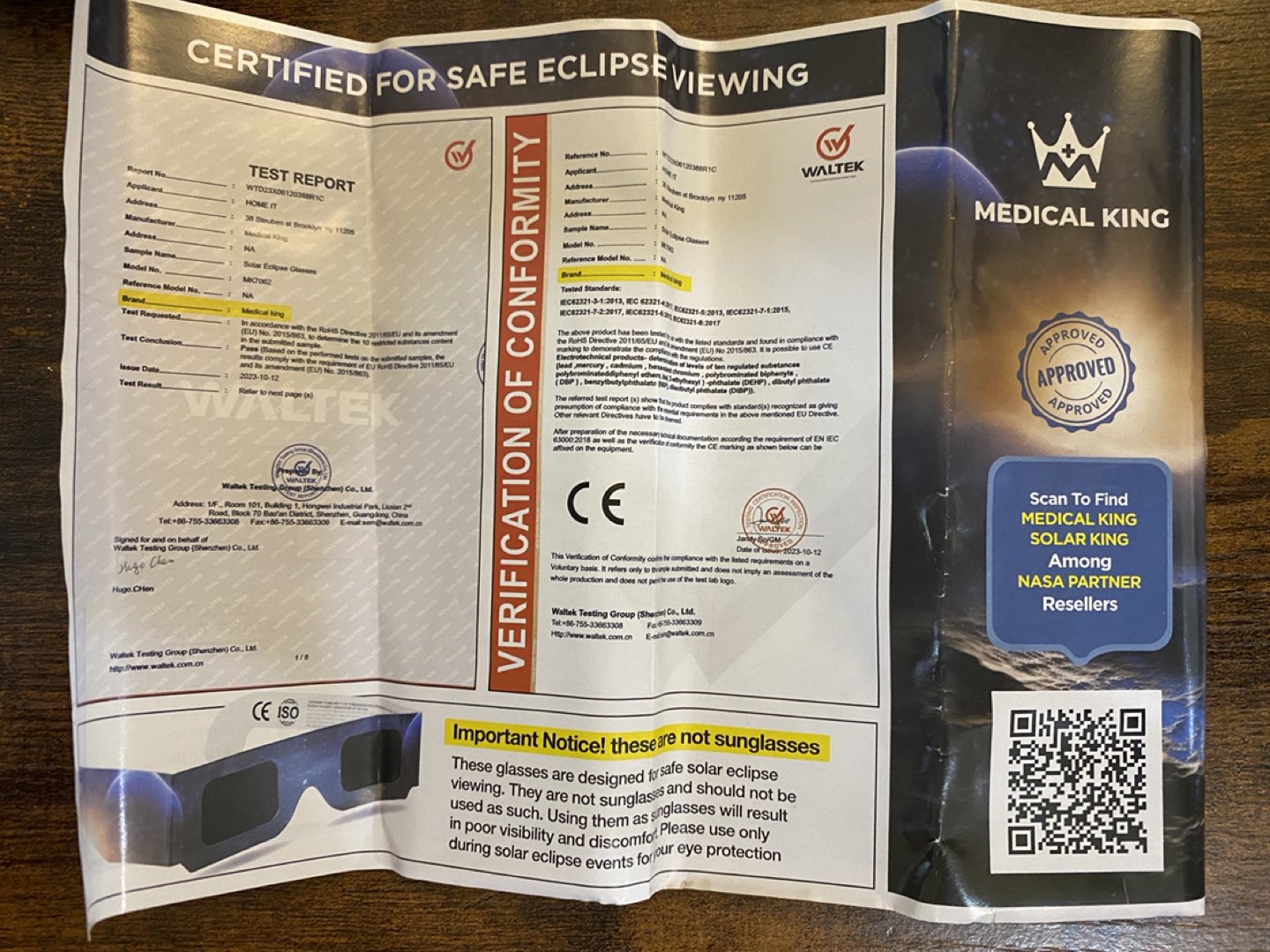 Medical King Solar Eclipse Glasses - photo 4
