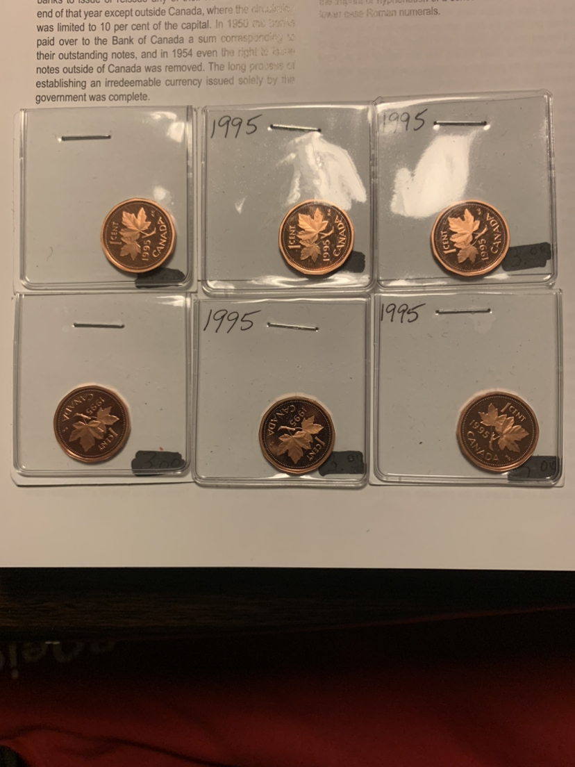 6- 1995 CAMEO GEM MINT Canadian Penny