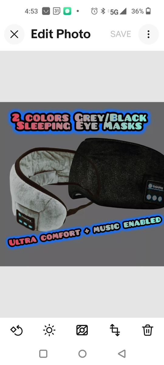 3D Sleep Eye Masks Bluetooth/Music Grey/Black😴 (See Desc)