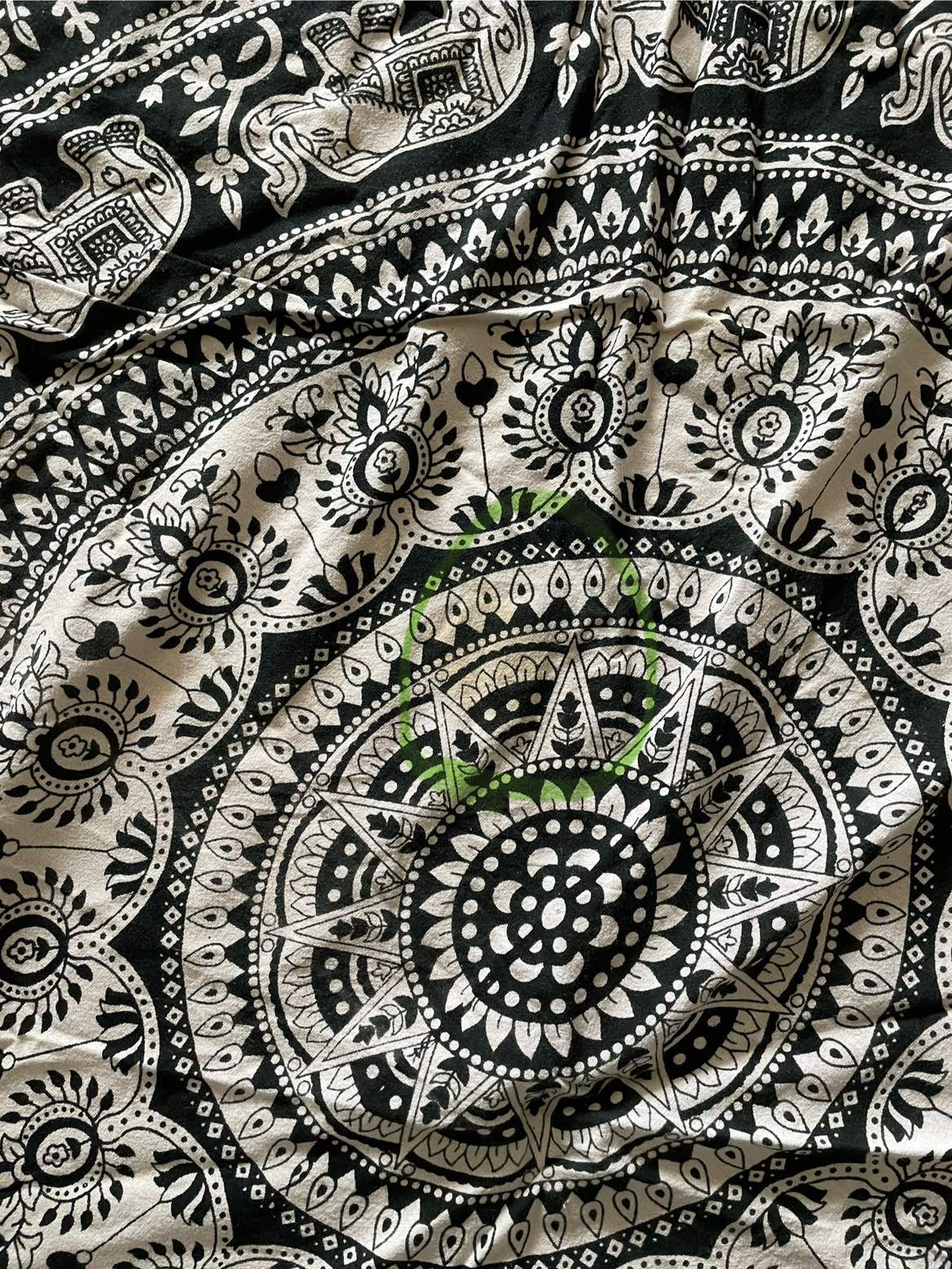 Large wall tapestry - black and white geometric elephants image indicator(3)