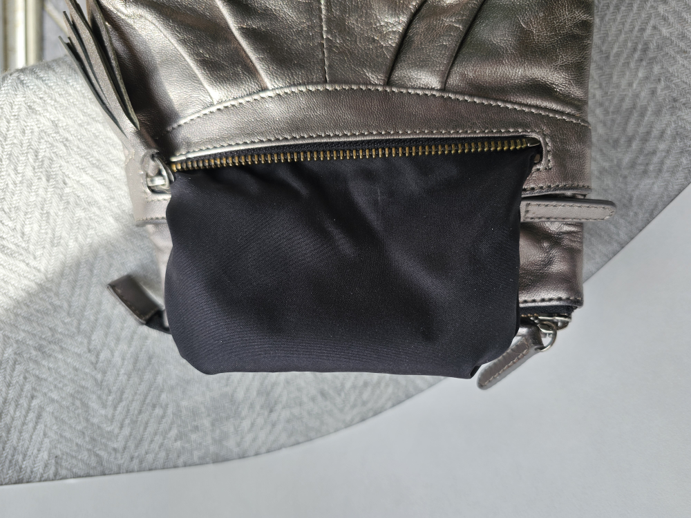 Gunmetal Silver Danier Leather Crossbody Purse image indicator(7)