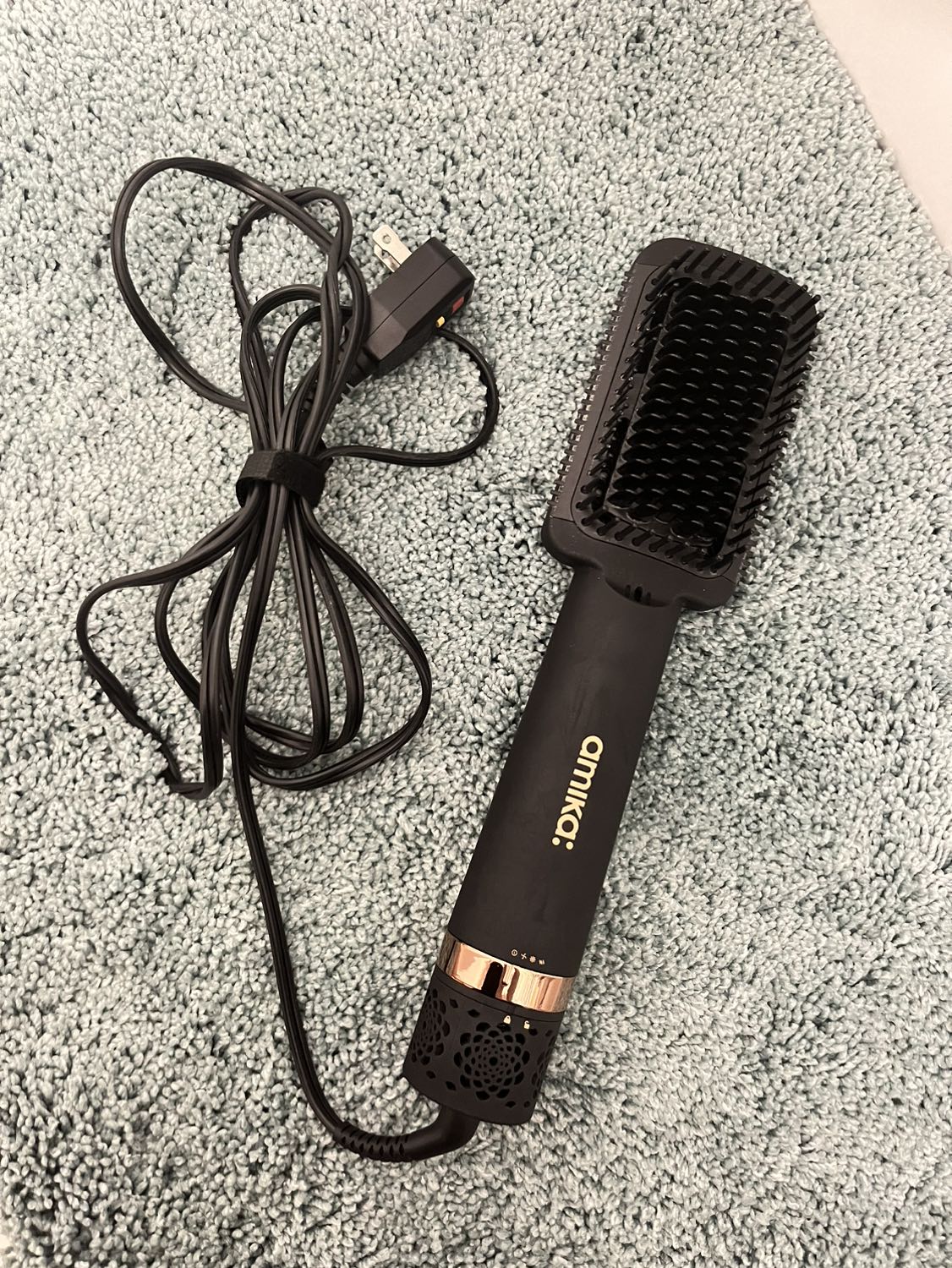 amika double agent 2-in-1 straightening blow dryer brush