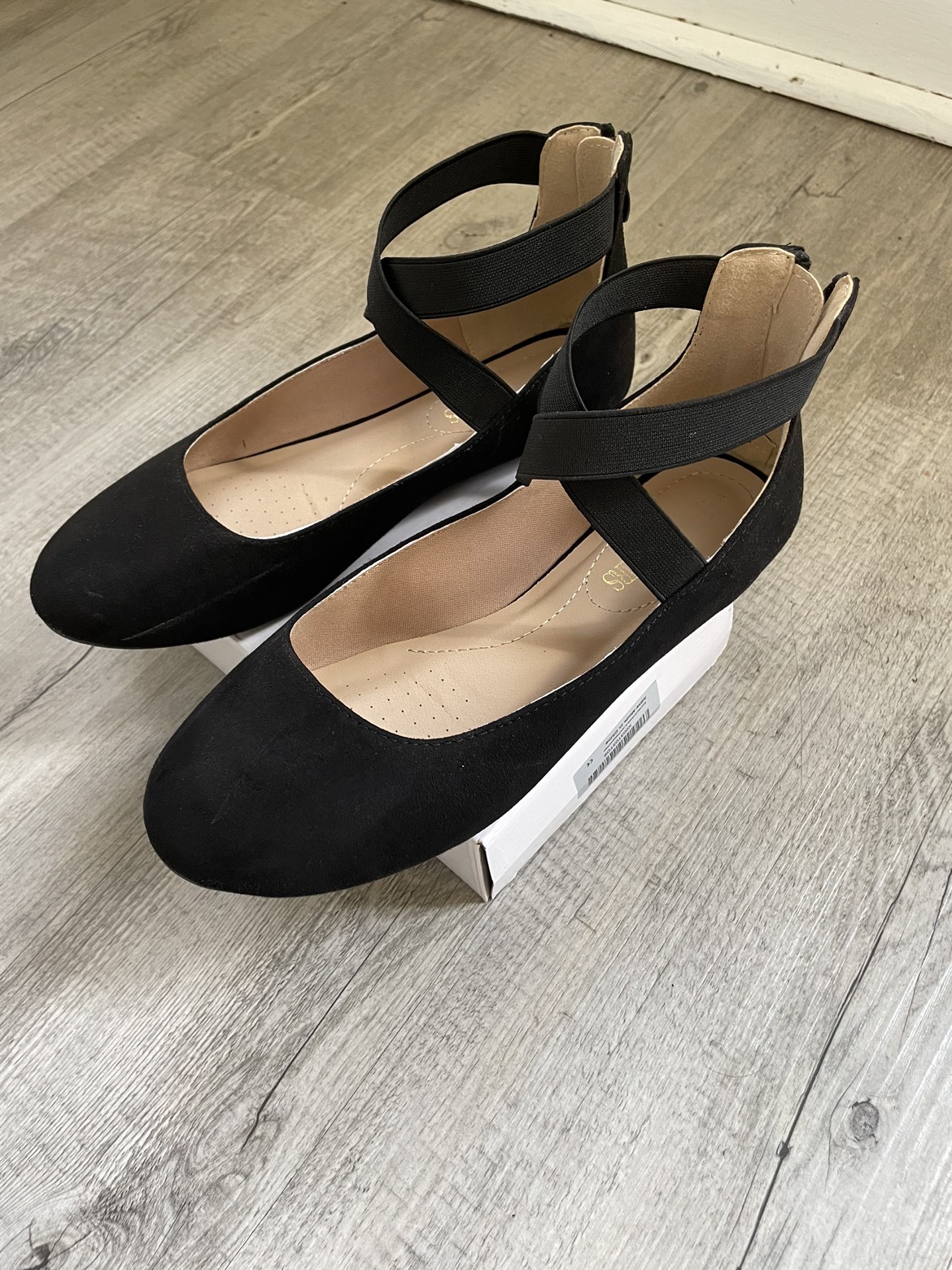 Black Ballet Flats with ankle Strap thumbnail