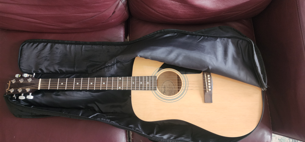 fender acoustic guitar and case