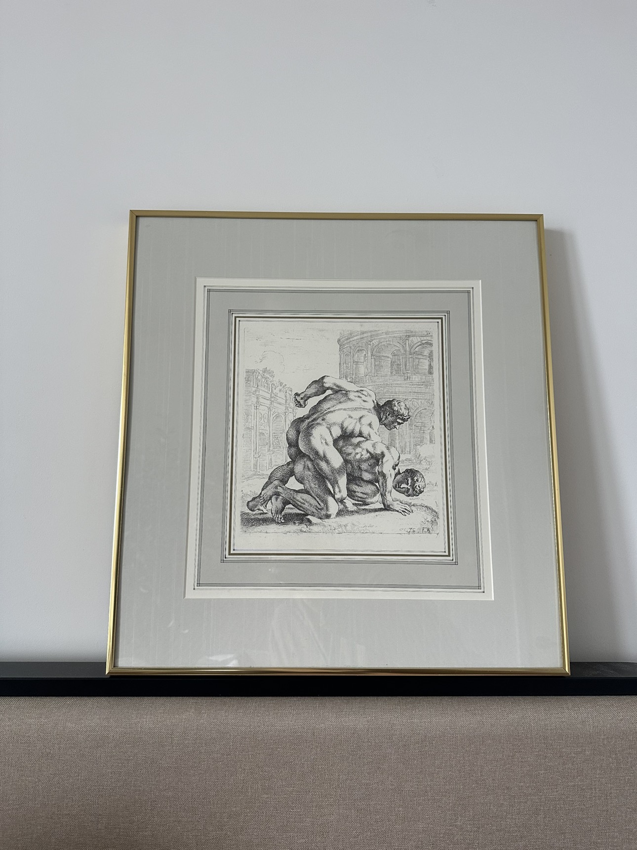 Wrestlers II By Franciscus Perrier framed art thumbnail
