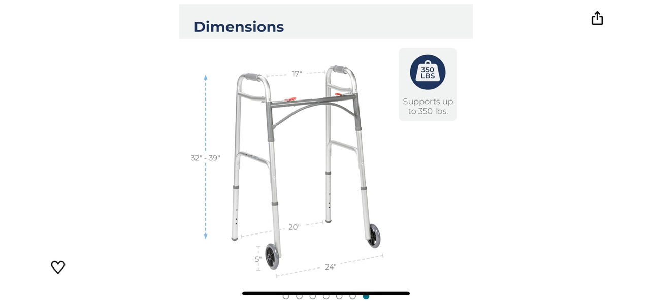 Foldable, adjustable walker- 2 button 5”wheels - photo 5