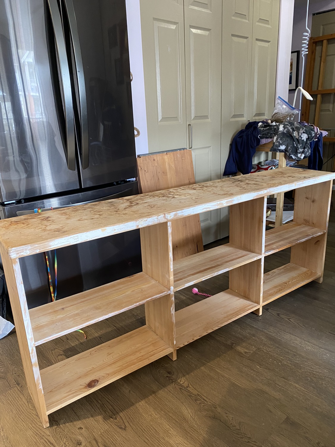 Wood shelving unit