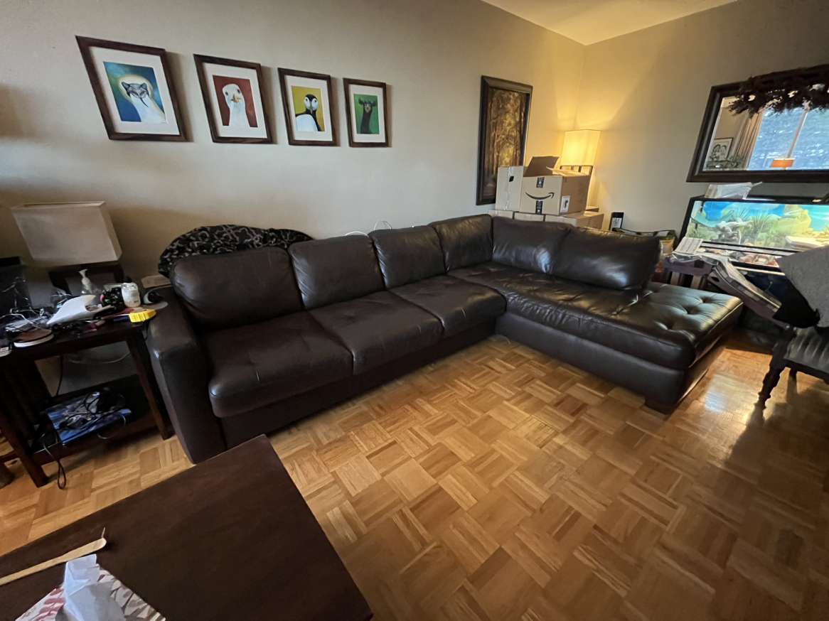 Genuine leather sectional couch with pull-out bed!! - photo 4