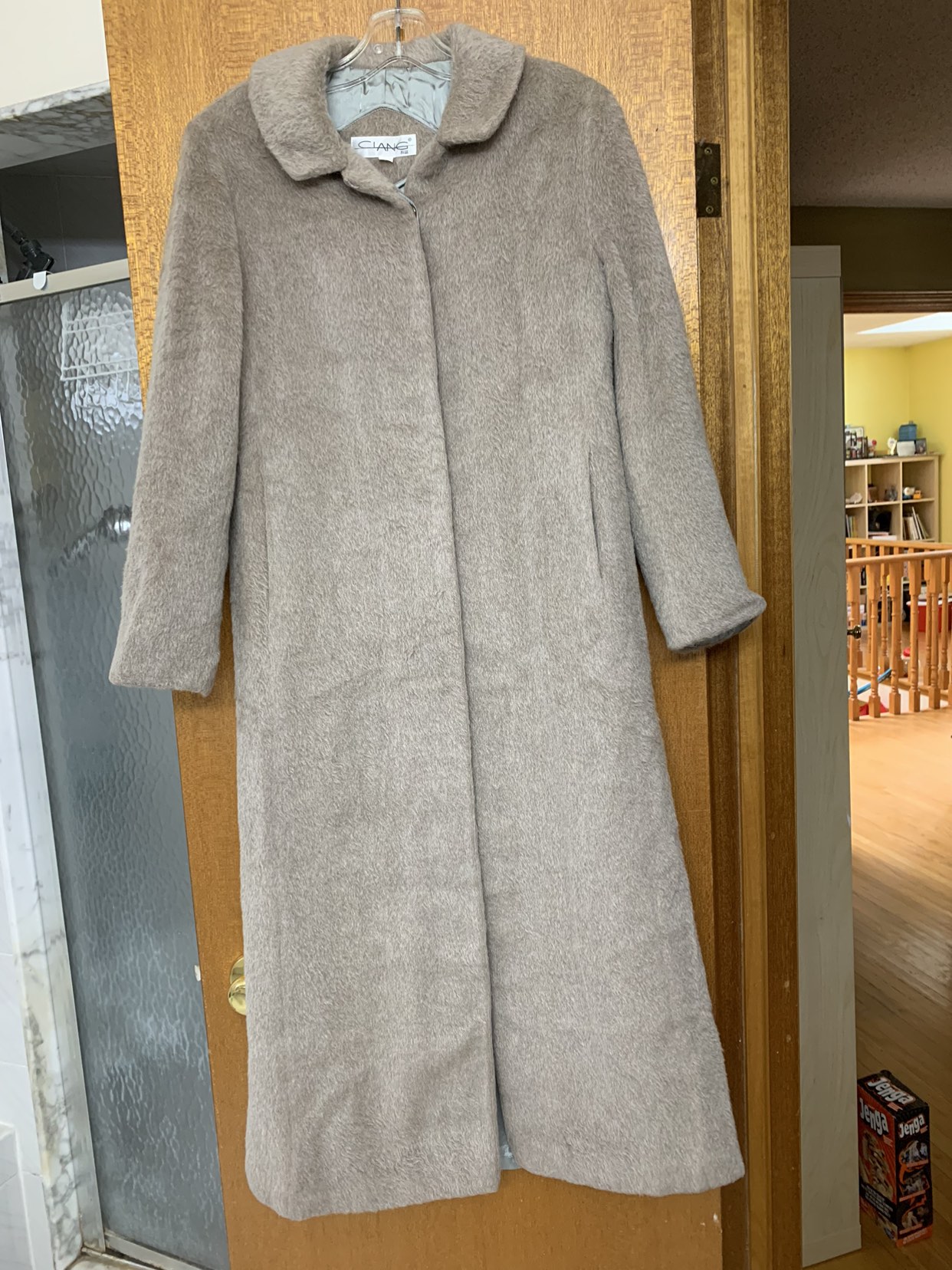fuzzy long coat 69%wool 31%mohair thumbnail