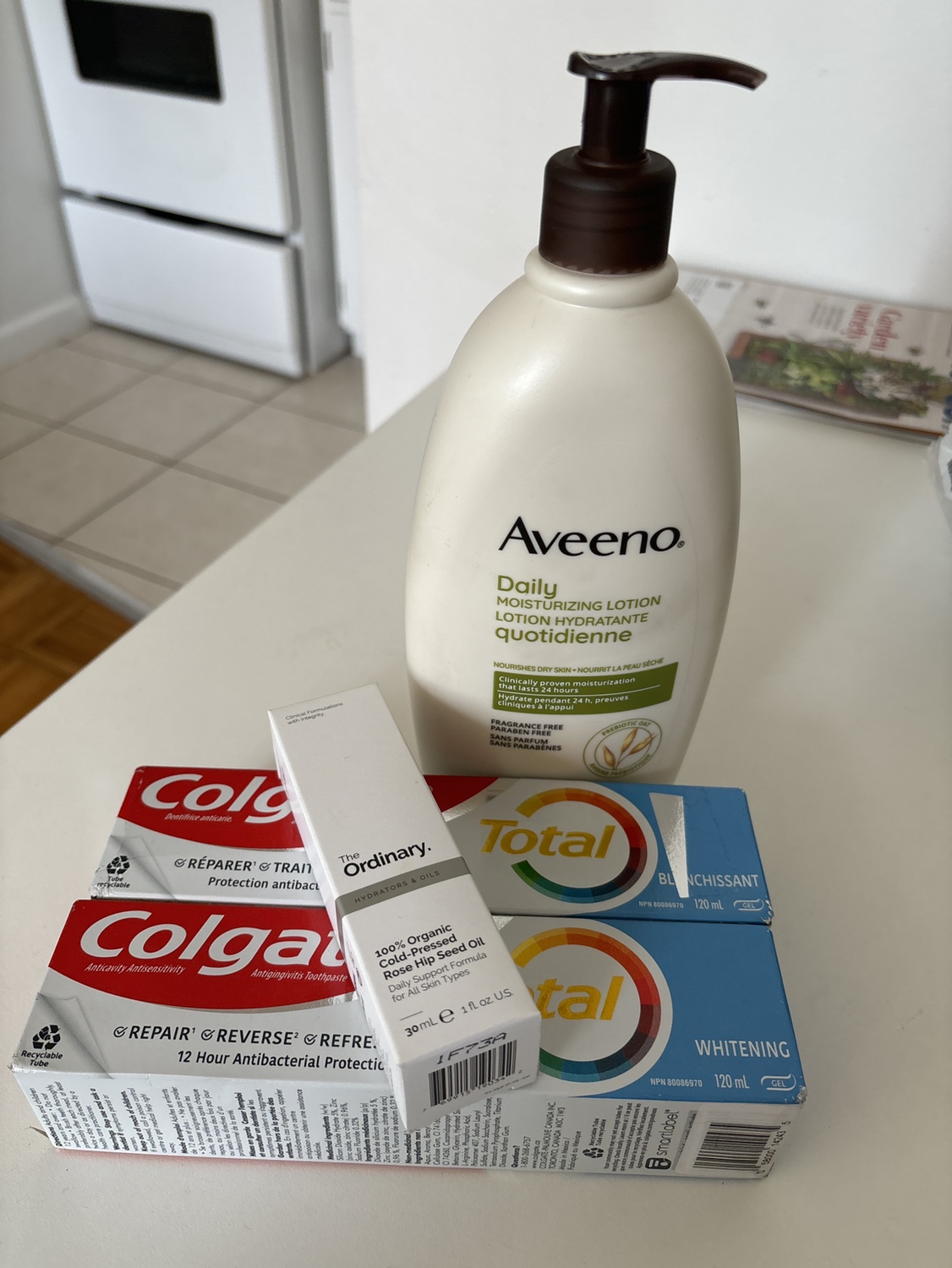 Moisturising lotion / hair oil / toothpastes