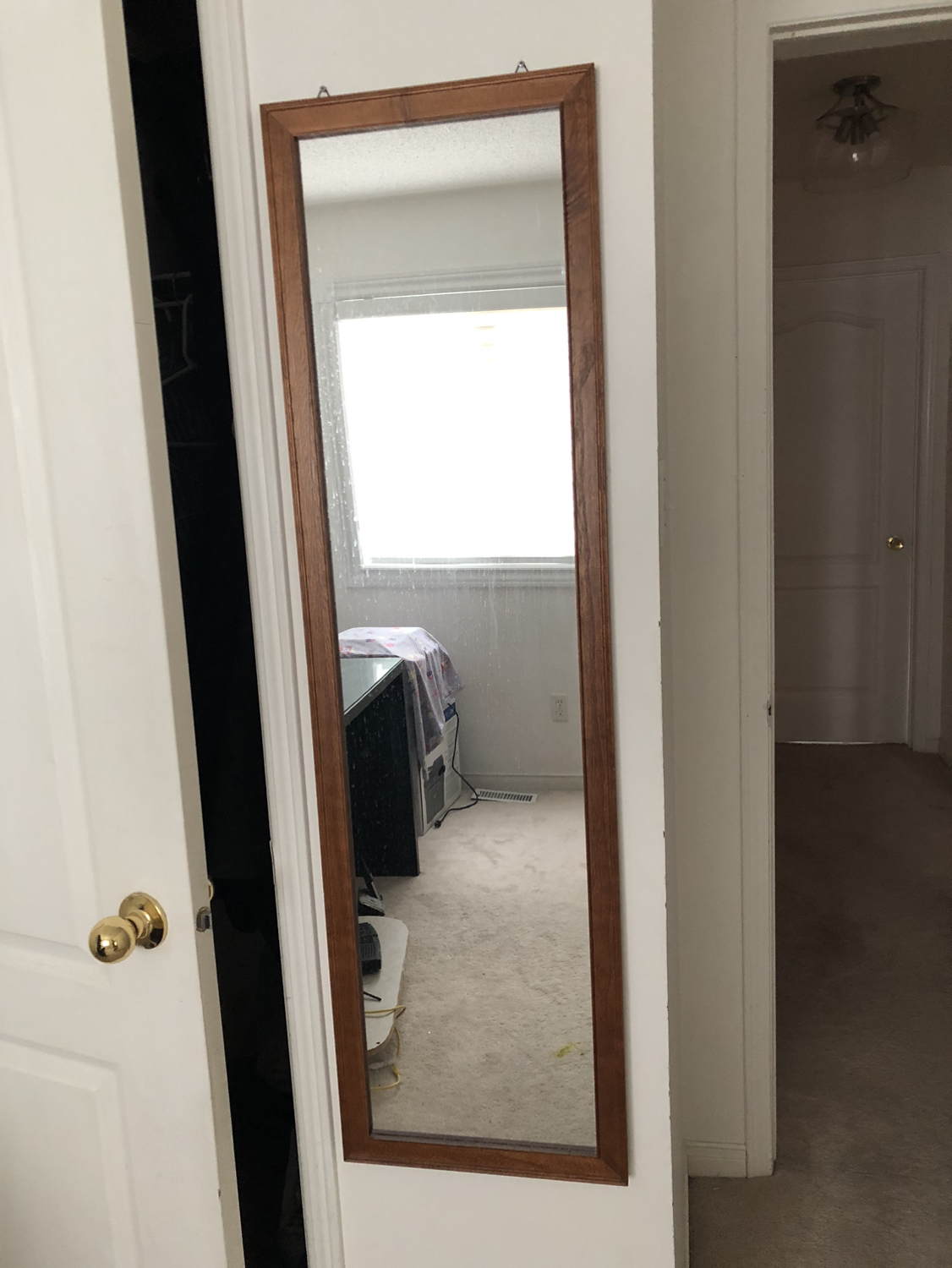 Wooden rectangular door mirror - photo 2