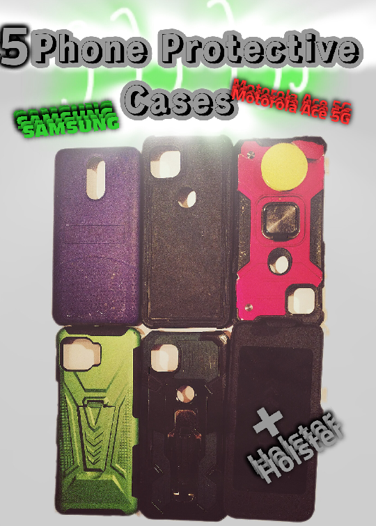 5 Phone Cases Motorola/Sams Grn, Purple, Red, Blk ➕ Extras