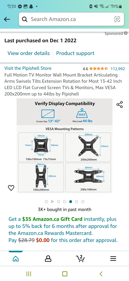 30" TV with wall mount - photo 5