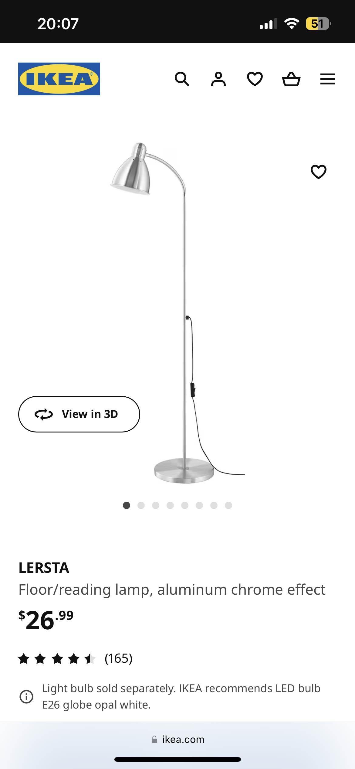 Silver floor reading lamp + extra bulb - photo 3