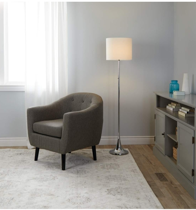 Home Collection White Linen Fabric Lamp Shade Floor Lamp - photo 2