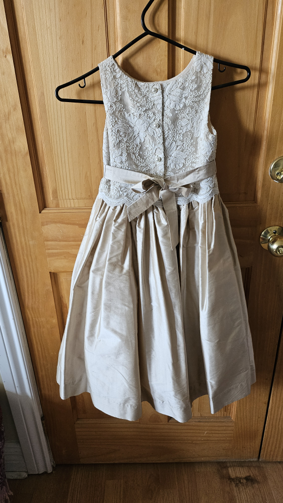 MAKE OFFER!!: CHILD'S FORMAL SILK AND LACE GOWN image indicator(2)