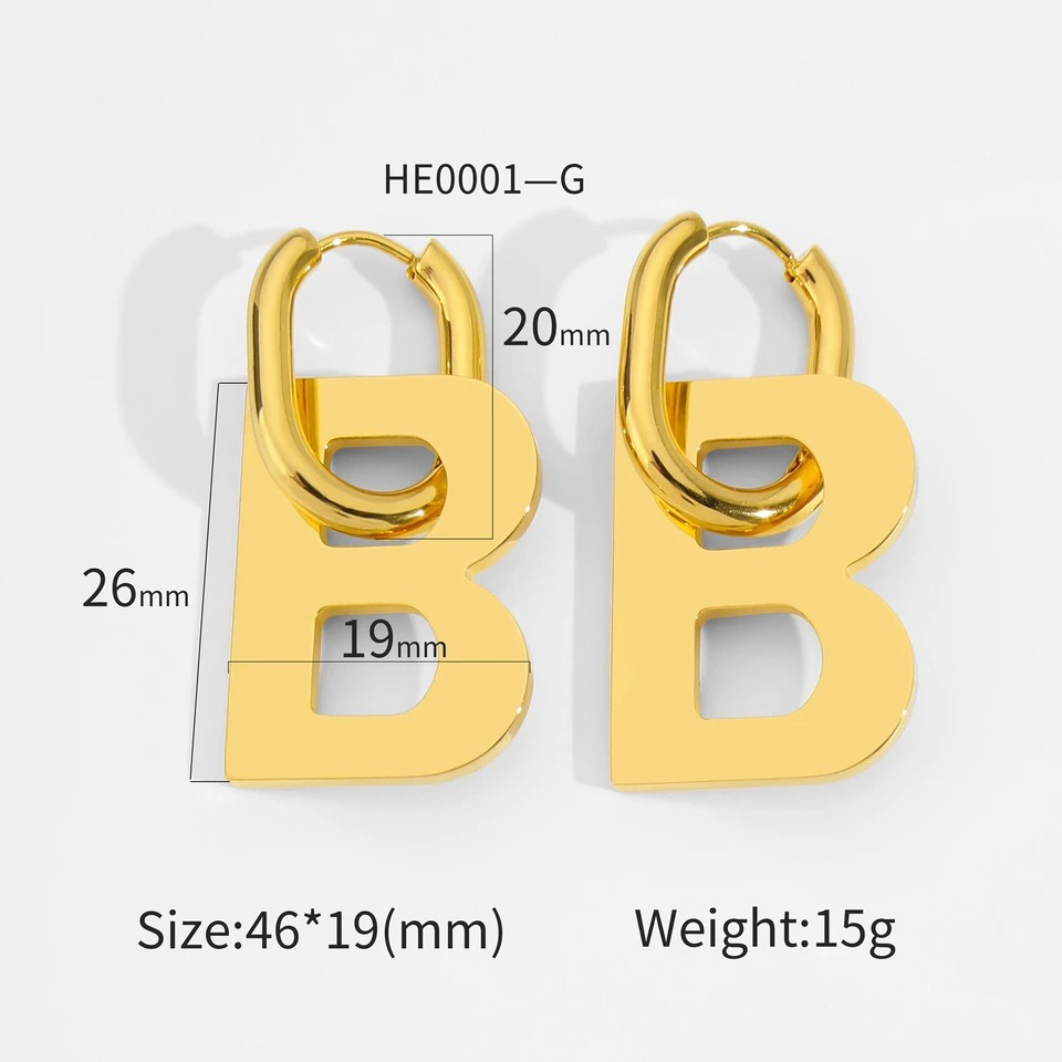 Brand new B letter stainless earrings - photo 5