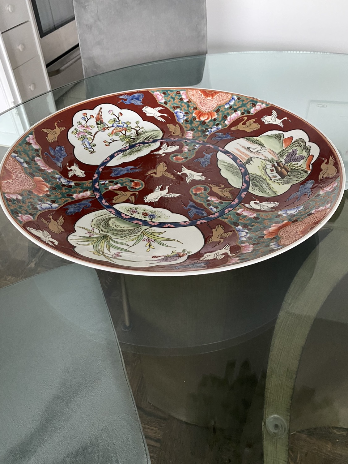 Oriental motif decorative plate thumbnail