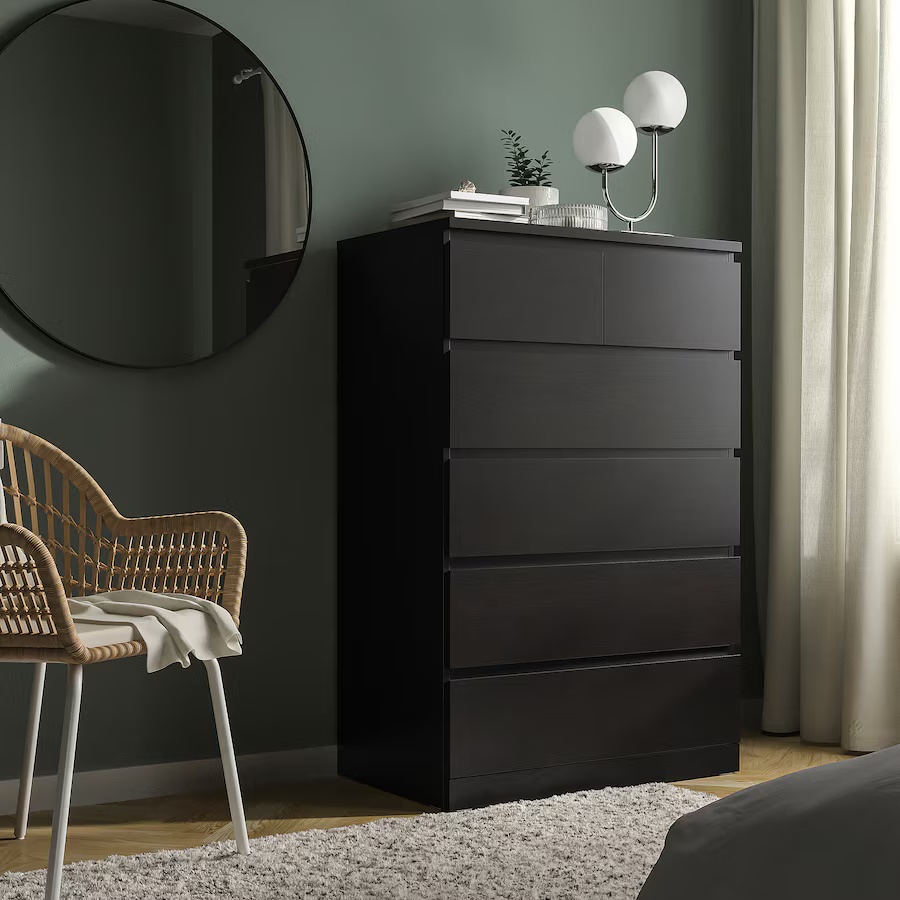 MALM 6-drawer chest, black - photo 2