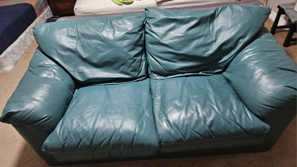 2 Seater Leather Green Couch