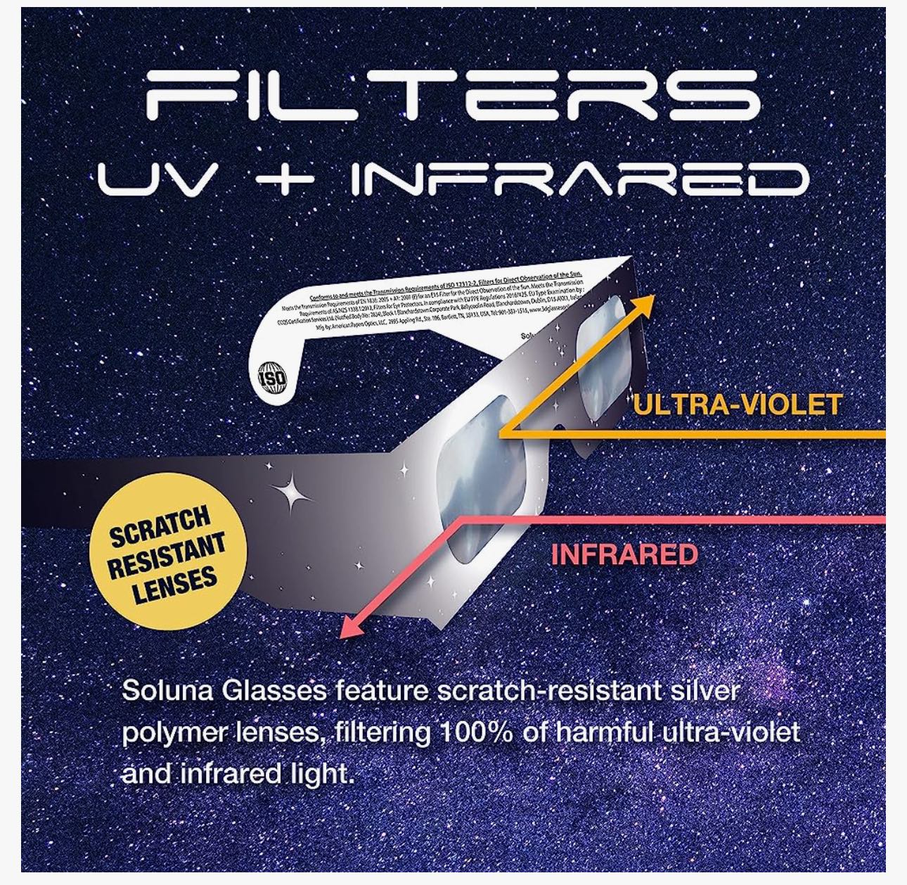 Soluna Solar Eclipse Glasses - for Direct Sun Viewing (2 Pack) - photo 2